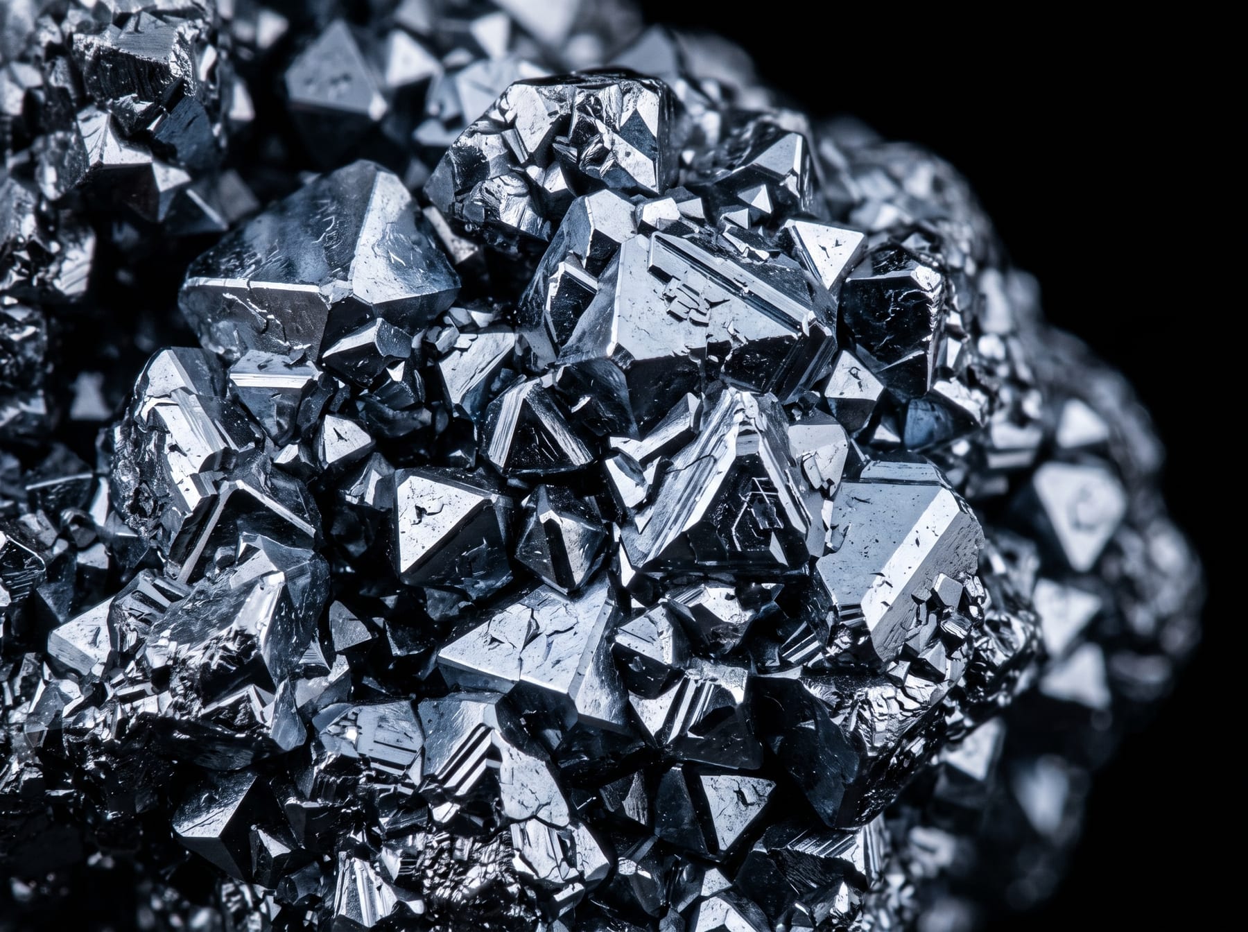 Makroaufnahme einer kristallinen Osmium-Oberfläche